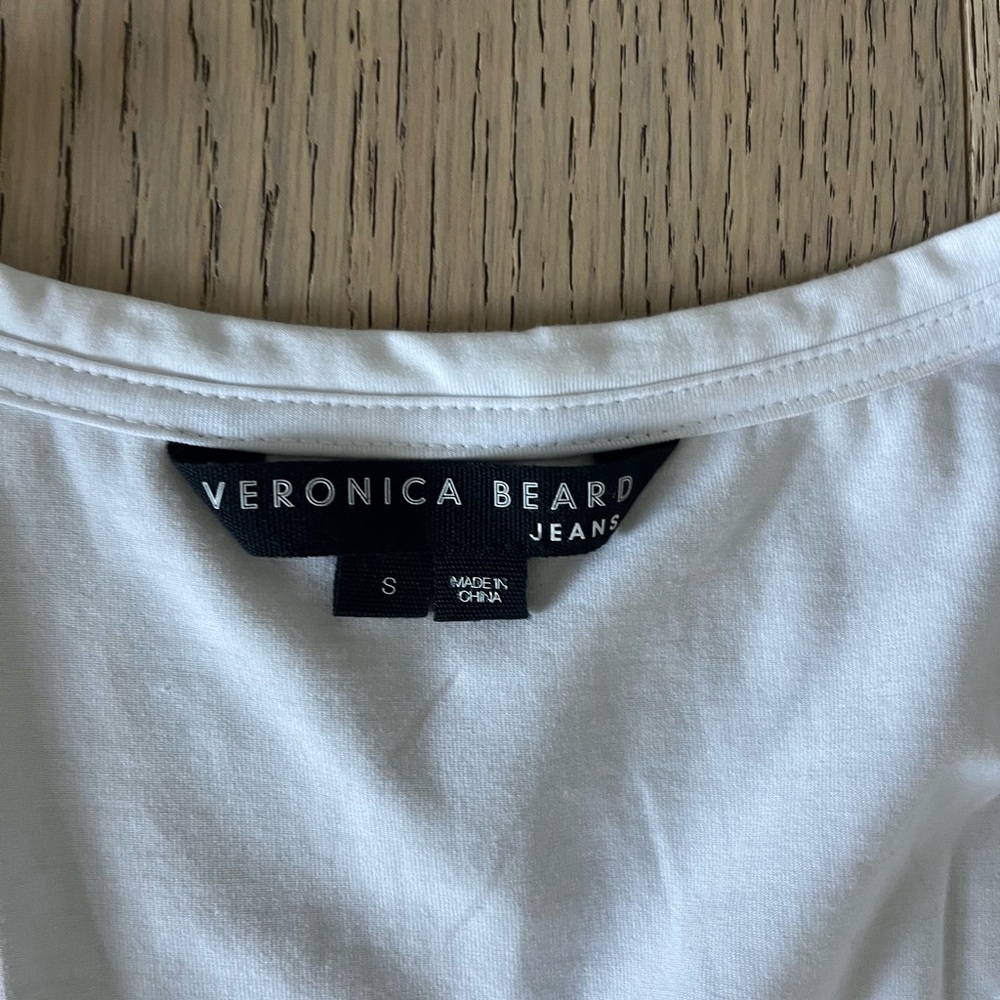 Veronica Beard Addyson Mixed Media T-Shirt/Blue Striped Wrap Skirt Combo Size Sm - Picture 8 of 9